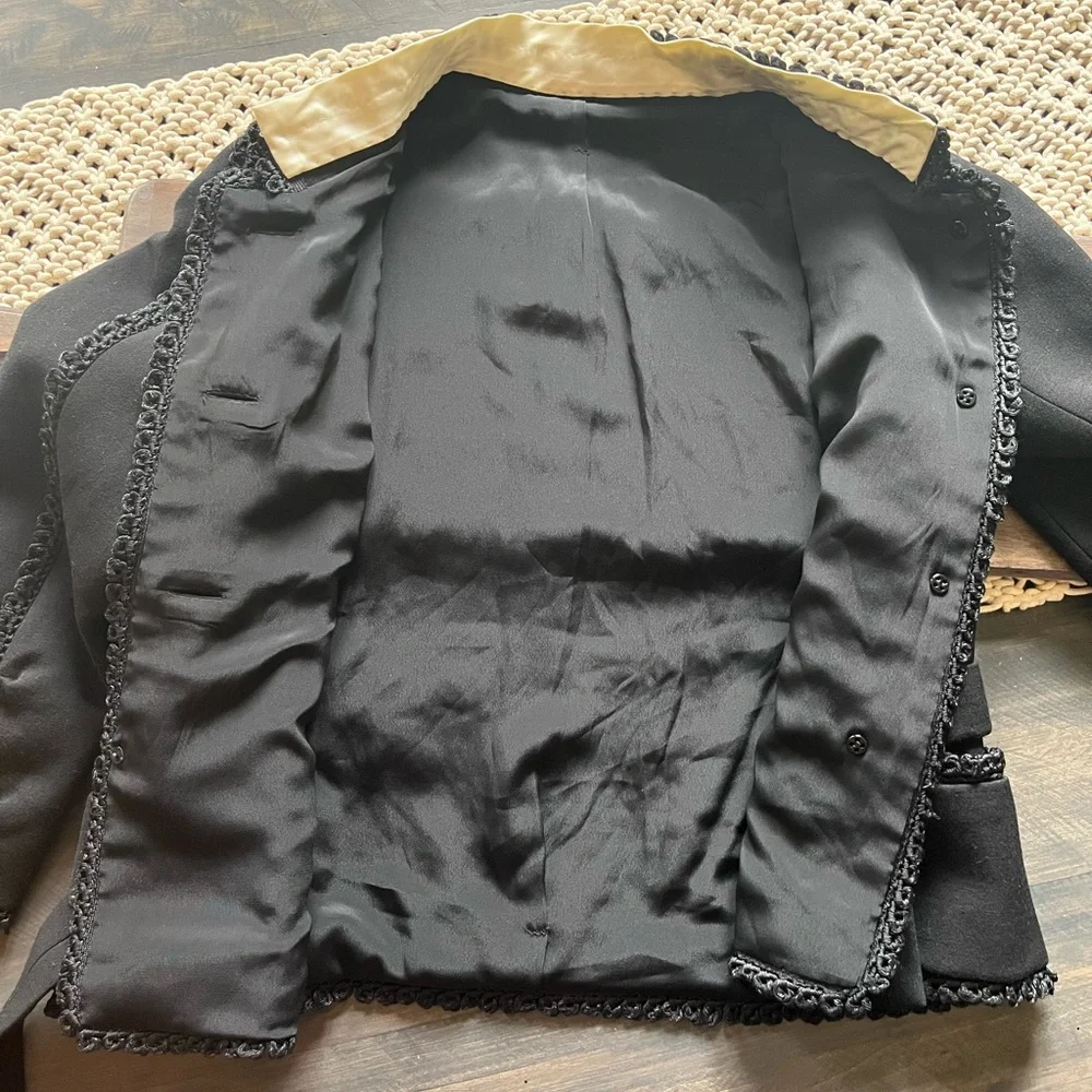 Holt Renfrew Vintage Black Wool Jacket & Skirt Set Size 6 Excellent - Picture 10 of 15